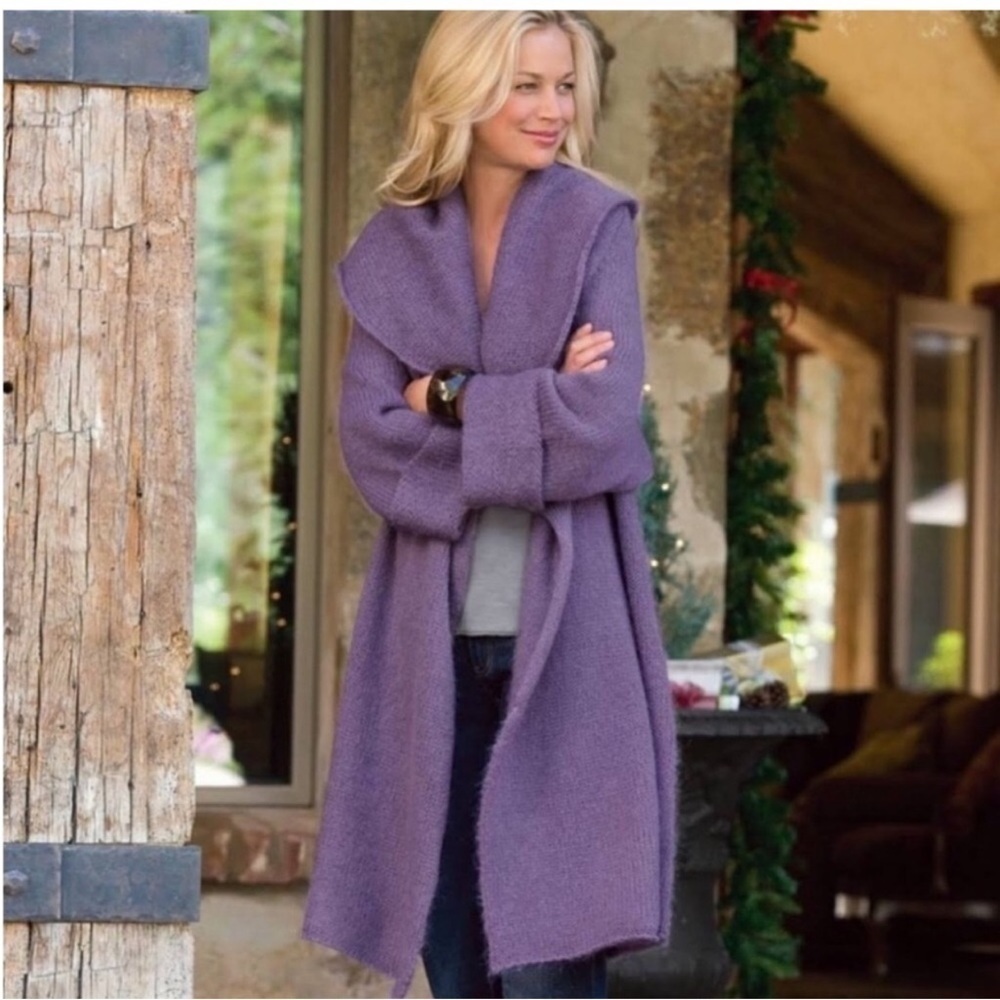 SOFT SURROUNDINGS Telluride Wool Mohair Blend Shawl Open Cardigan Sweater S